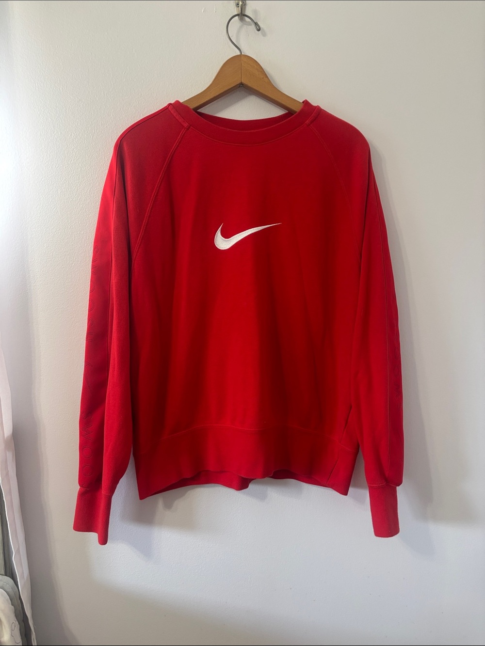Nike Red Crewneck Sweatshirt with White Swoosh Logo